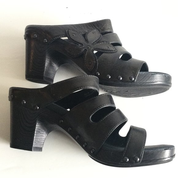 Dansko Nigella Sandals Comfort Strappy Size 9 Black heels Leather - Picture 1 of 16